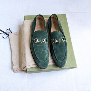 Green Horsebit Loafers Green Suede Men US 12.5 Slip On Leather